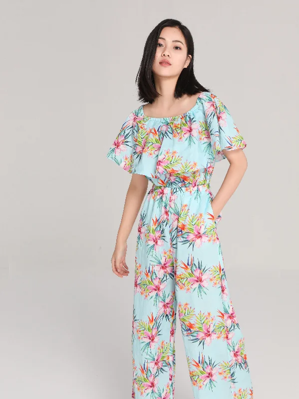 Blue Floral Jumpsuit-Sample