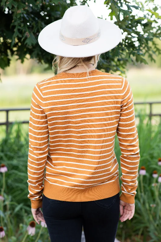 Mustard Striped Long Sleeve Sweater