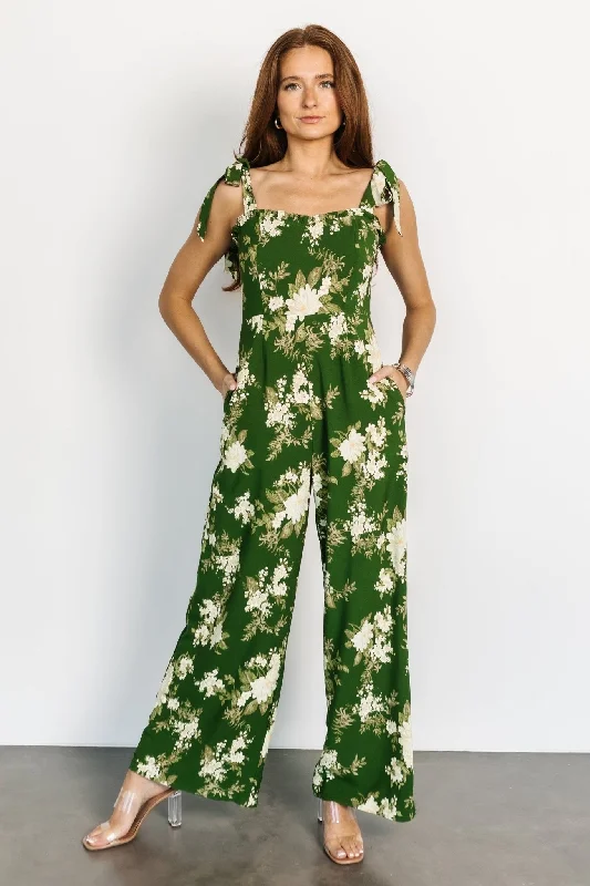 Naples Sleeveless Jumpsuit | Olive Multi