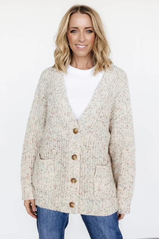 Phillis Chunky Knit Cardigan | Oatmeal Multi