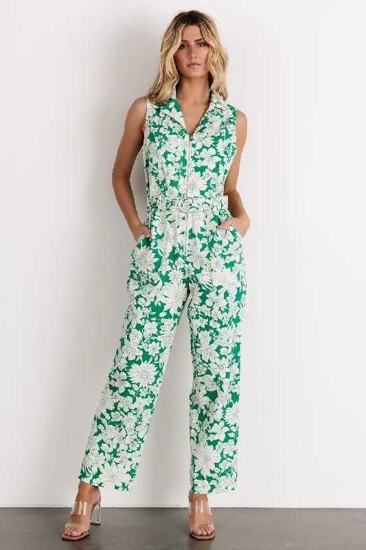 Rikki Tank Jumpsuit | Green Floral