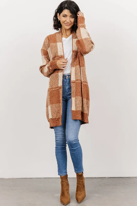 Rochester Plaid Cardigan | Camel