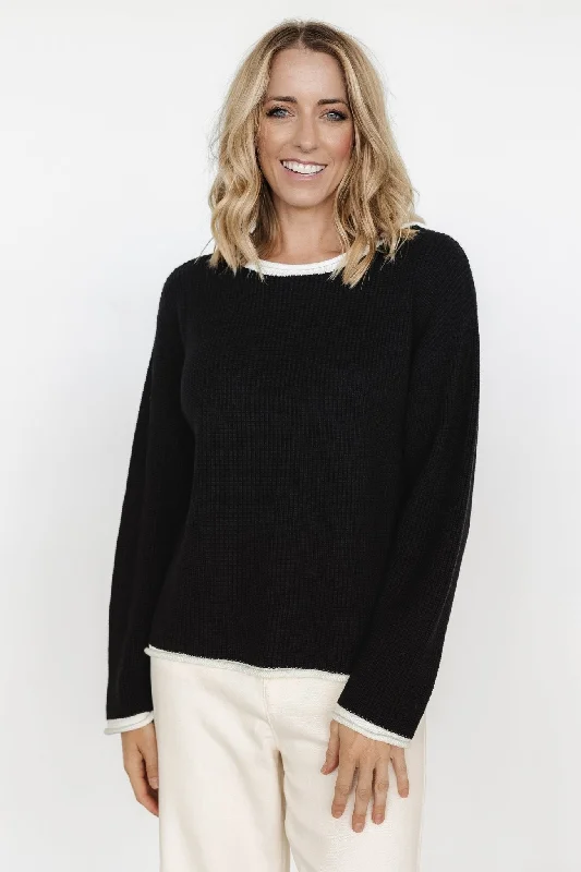 Tiffany Knit Sweater | Black + Off White