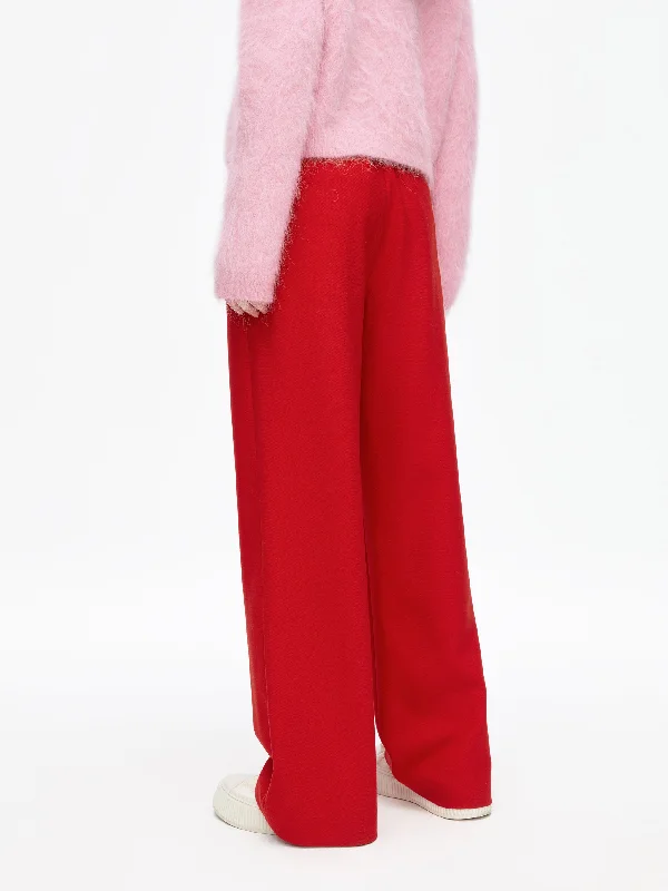 Vintage Red Wide Leg Wool Suit Pants