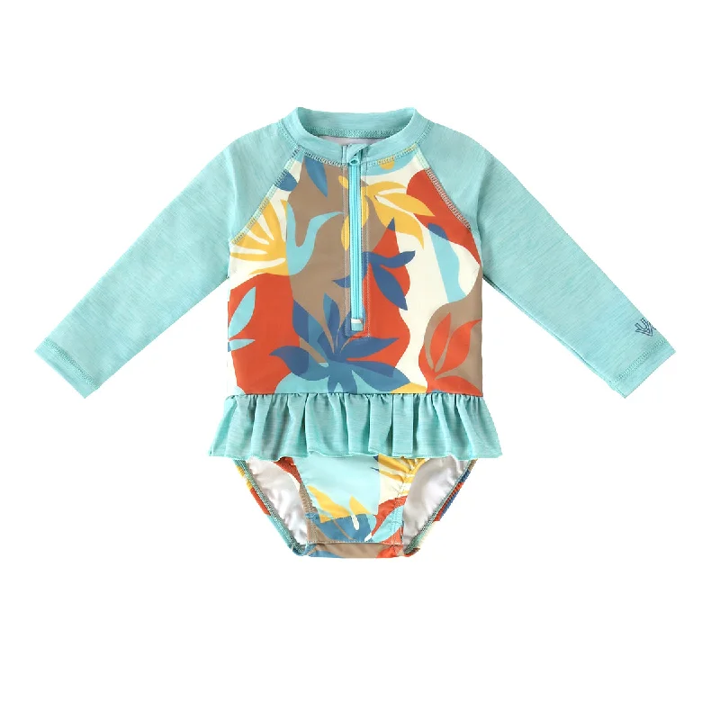 Baby Girl's Long Sleeve Ruffled Swim Suit