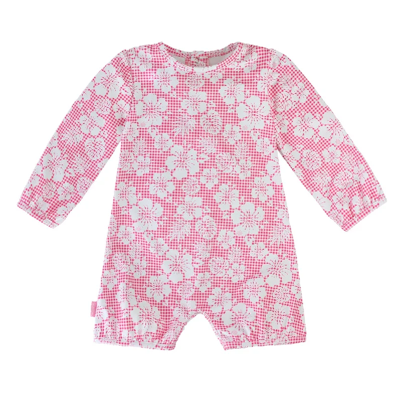 Pink Hibiscus Gingham / 3/6m