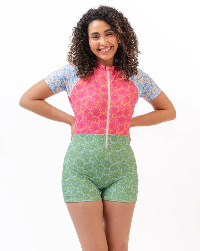 Daisy Patch Retro Rash Guard One-Piece