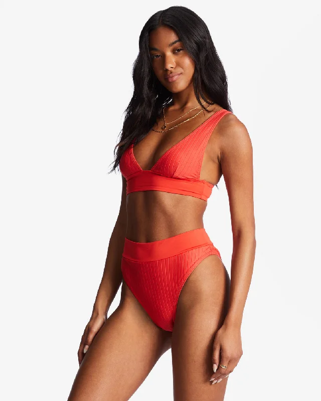 Lined Up Remi Plunge Triangle Bikini Top - Bright Poppy