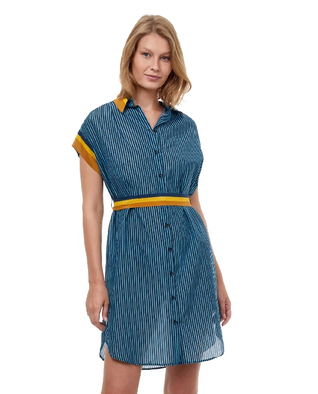 Luma Stripes Of Light Cover Up Shirt Dress With Tie