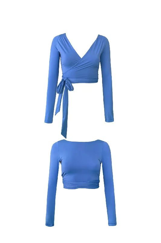 Monet Blue Long Sleeve Swim Wrap Top - Limited Edition