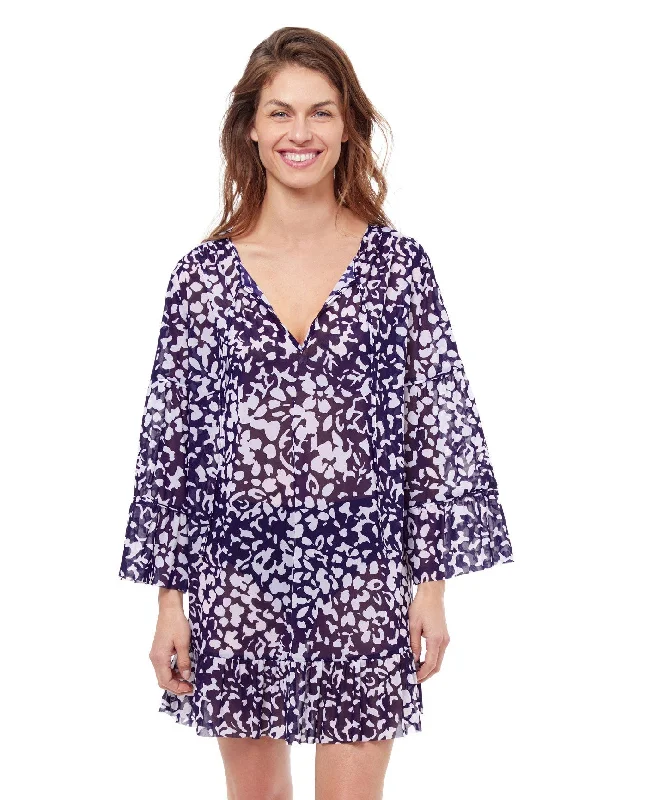 Profile By Gottex Pop Flower V Neck Mesh Tunic Cover Up