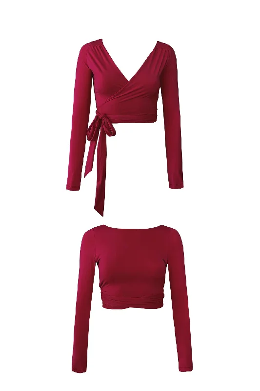 Raspberry Long Sleeve Swim Wrap Top