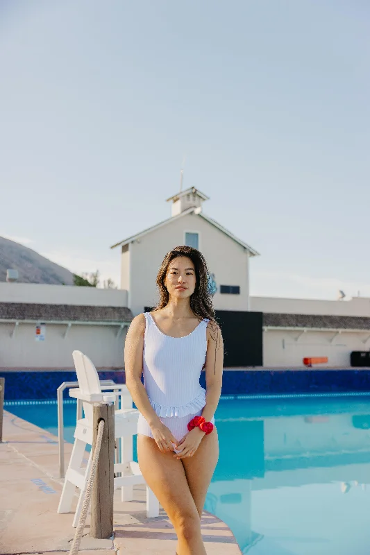 Skirted One-Piece | Light Blue Stripe