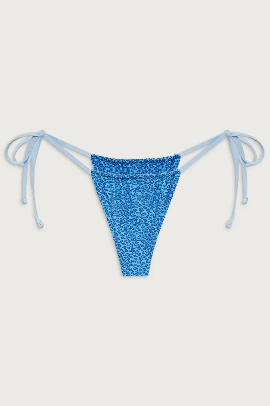 Tia Skimpy String Bikini Bottom - Cobalt Cheetah