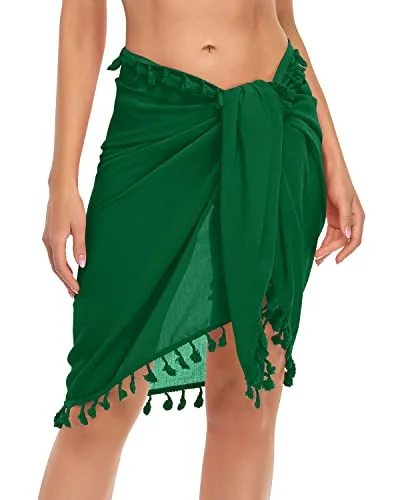 Tie Up Waist Swim Wrap Sarong Bathing Suits Wraps For Women-Army Green