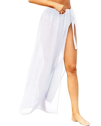 Swimwear Cover Ups For Women Beach Wrap Skirt-White